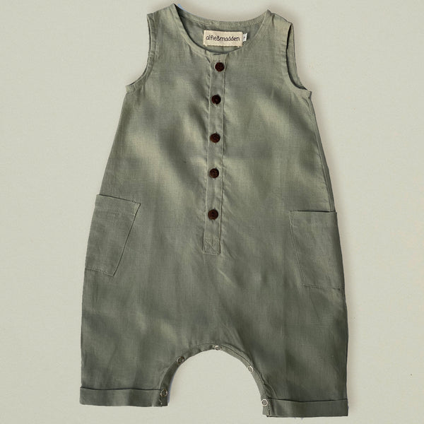 HENLEY LINEN ROMPER